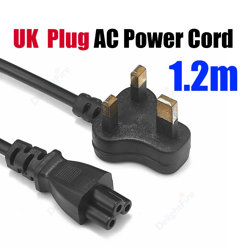 UK AC Power Supply Cable 3 Prong IEC 320 C5 British Plug Power Extension Cord For Dell Lenovo Notebook Comnputer Monitor LG TV