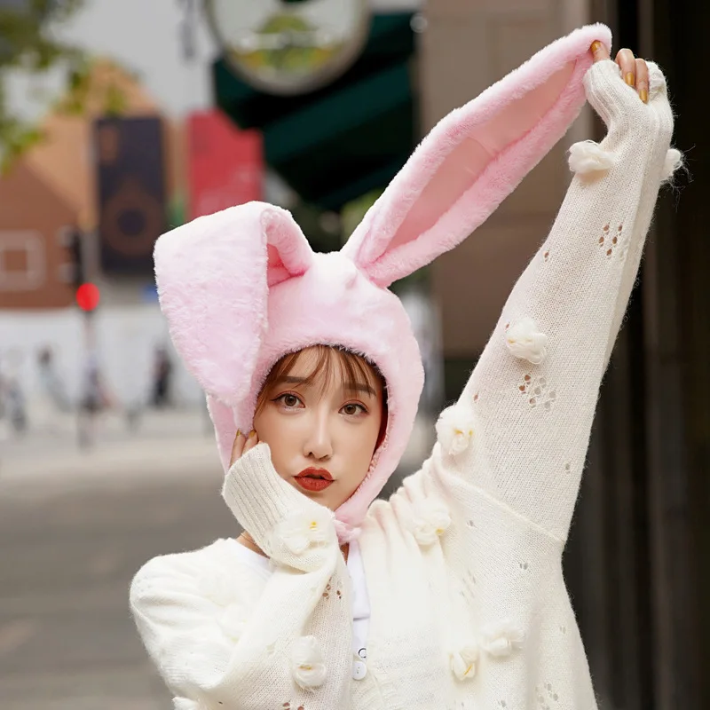 Sonny Angel Same Style Rabbit Blossom Autumn And Winter Hat Women\'S Cute Hat Net Red Photo Headcover Ins Style Cute Plush Gift