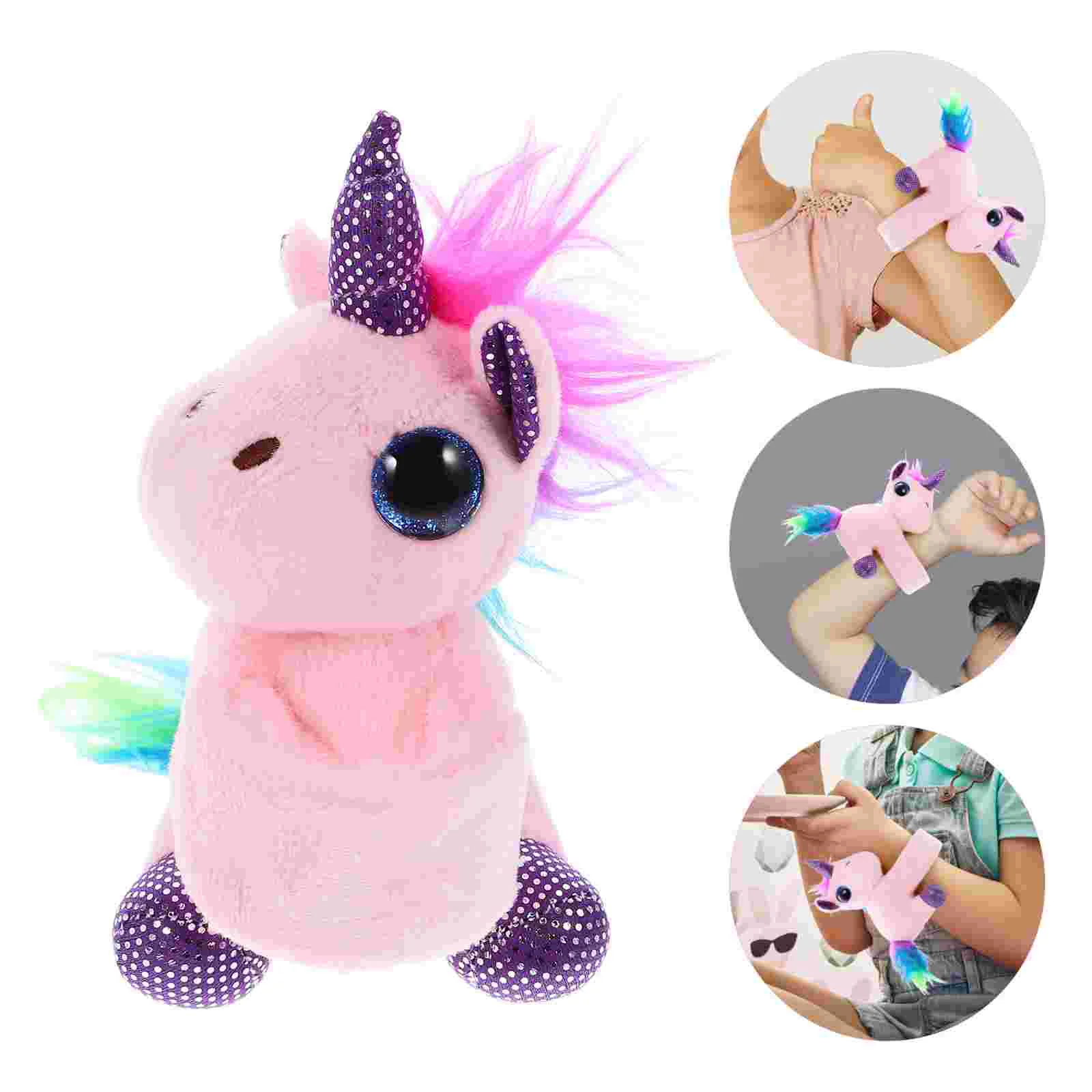 

Hug The Ring Plush Unicorn Slap Bracelet Stuffed Animal Party Gifts Button Bands Pp Cotton Favors Kids Wristbands