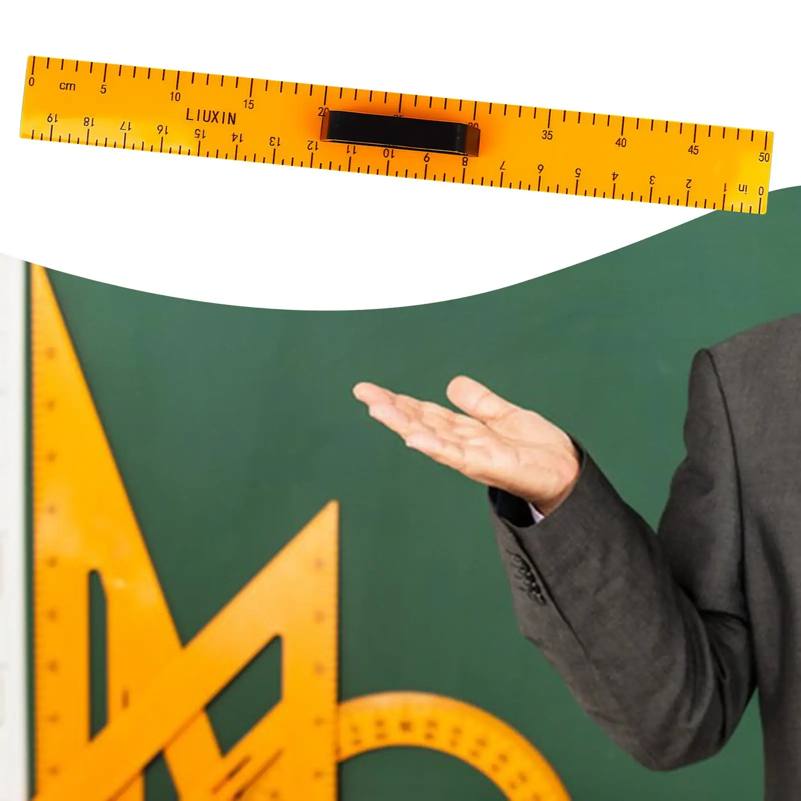Large Straight Ruler Math Geometry Ruler with Removable Handle Teaching Equipment for Blackboard White Board Instructor
