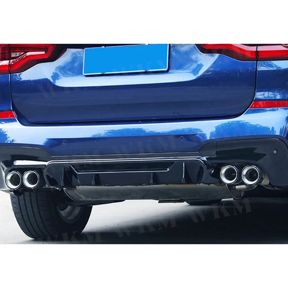 شفة ممتصة للصدمات خلفية سوداء لامعة من الكربون لسيارة BMW X3 G01 M Sport 2018 - 2020 شفة ممتصة للصدمات للناشر الخلفي #3