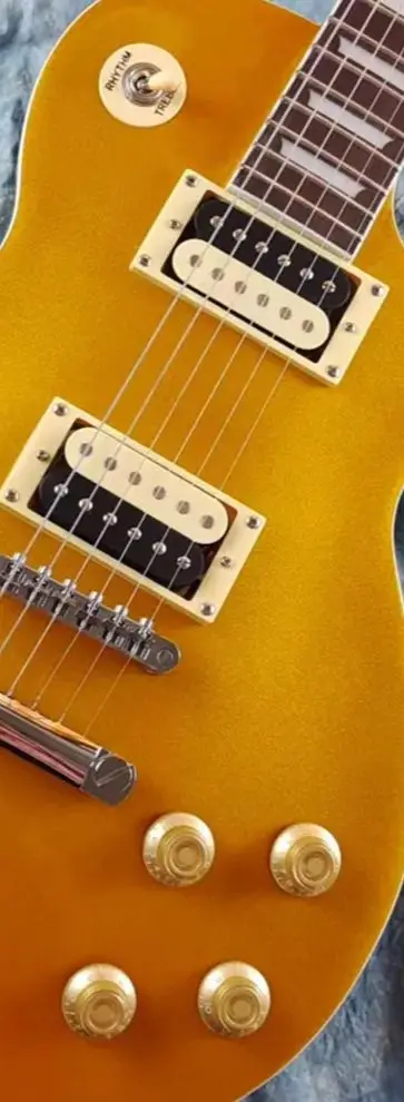 

Стандартная электрическая гитара, Золотая верхняя часть, искусственная, вспышка, бесплатная доставка