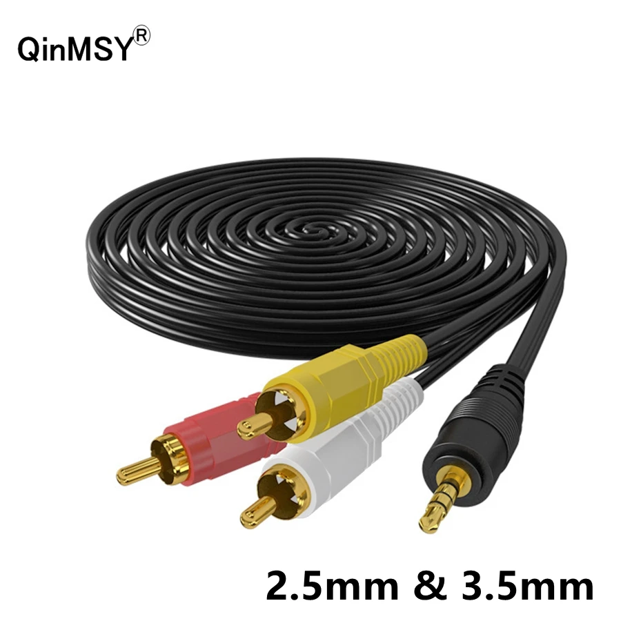 1.5m/3m/10m 3.5mm 2.5mm Jack Plug Male to 3RCA Male Adapter Music Audio Video AV AUX Cable Wire Cord For Speaker Laptop DVD TV P