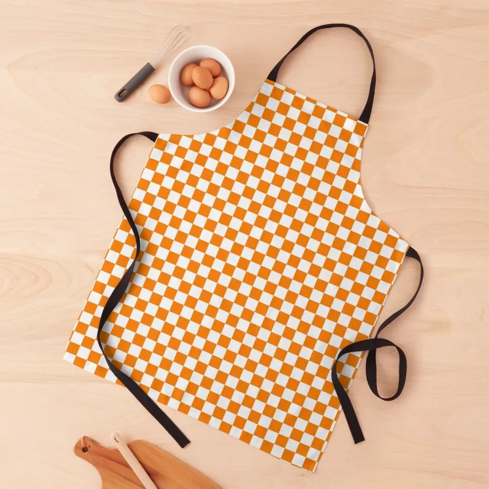 

Orange and White Checkerboard Apron christmas kitchen home women Apron