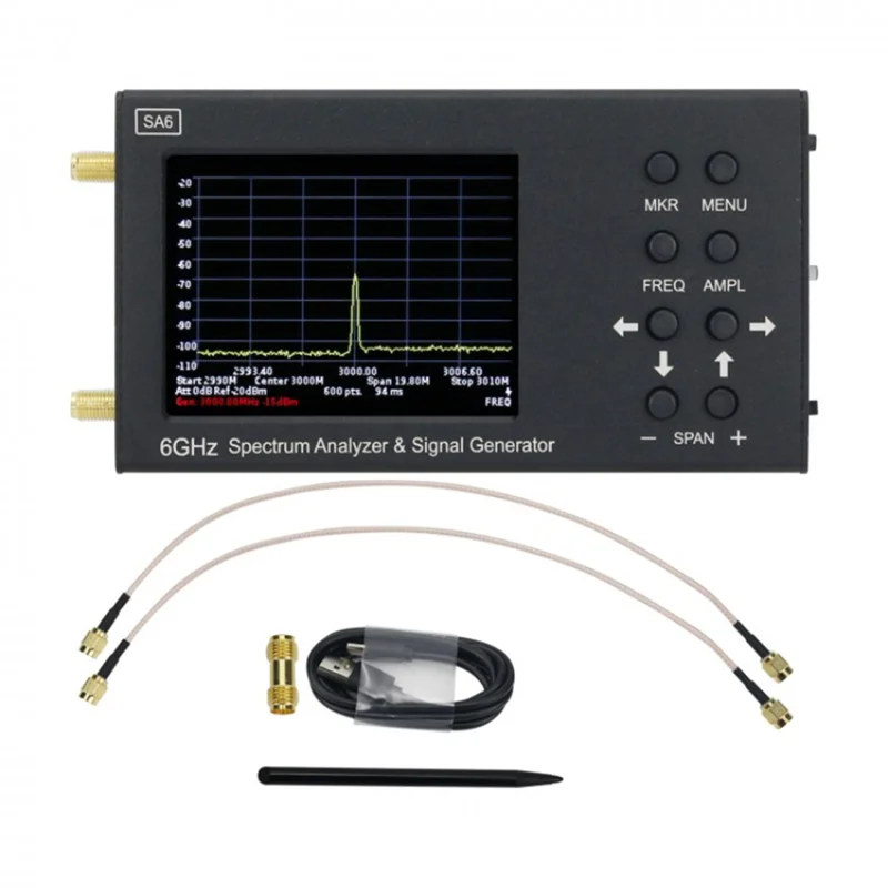 

Портативный анализатор спектра SA6 6 ГГц, 3,2 дюйма, сенсорный экран, портативный беспроводной тестер генератора сигналов 35-6200 МГц