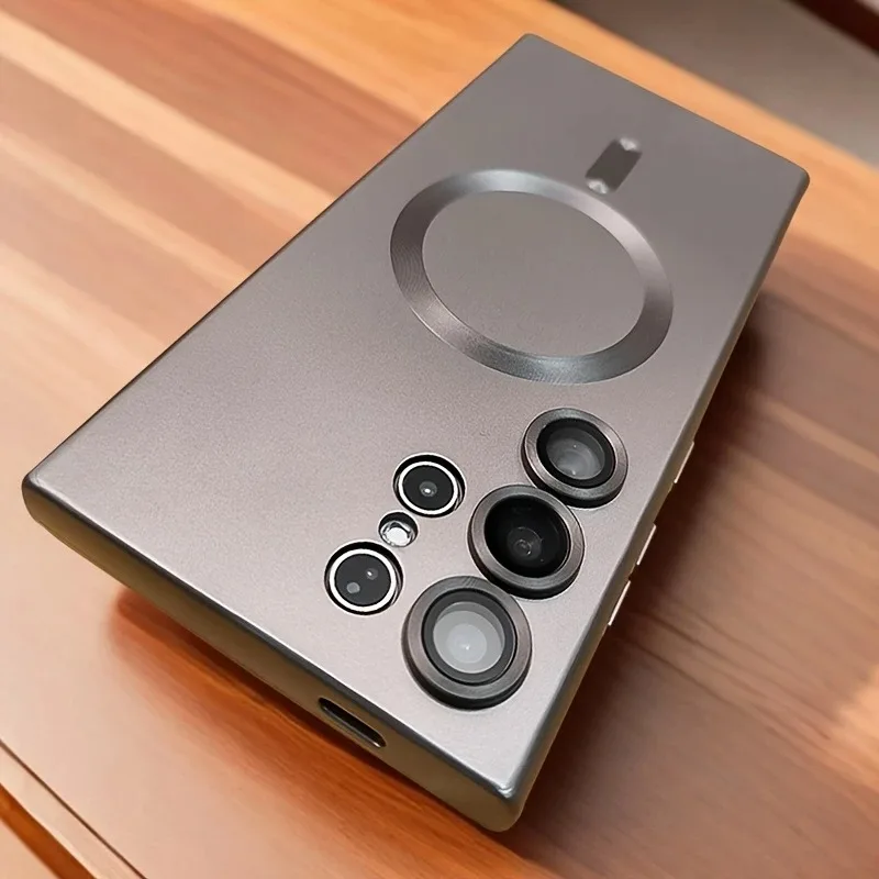 Luxury Magnetic Wireless Charging Matte Phone Case For Samsung Galaxy S25 Edge S24 Ultra S23 S22 S21 Plus Shockproof Soft Cover