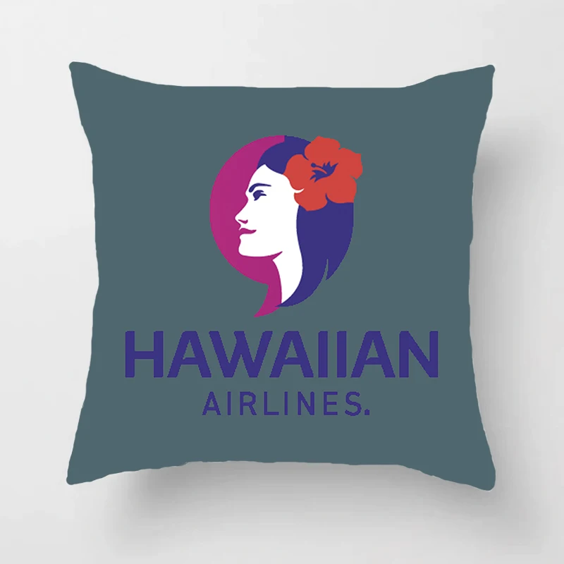 Hawaiian Airlines Logo Cushion Cover for Sofa Pillow Case Cover Seat Car Throw Pillowcase For Home Decorative 188