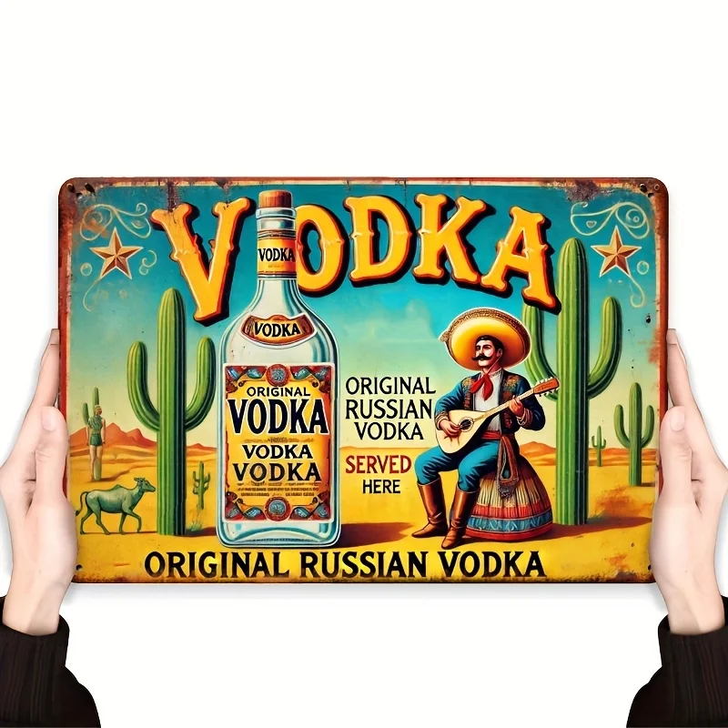 Room Decor 1pc Of A 20X30 Cm (8X12 Inches) Original Russian Vodka Wall Sign Made Of Metal, A Vintage Poster Painting Suitable Fo