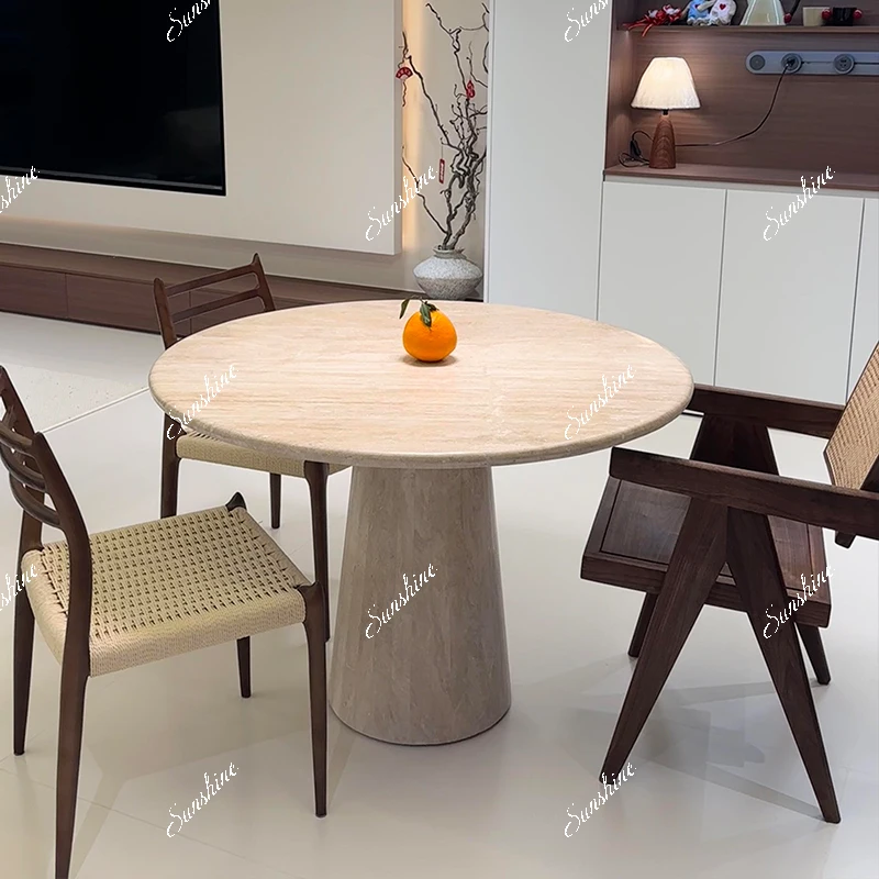 

Modern minimalist natural travertine dining table wabi sand marble dining table
