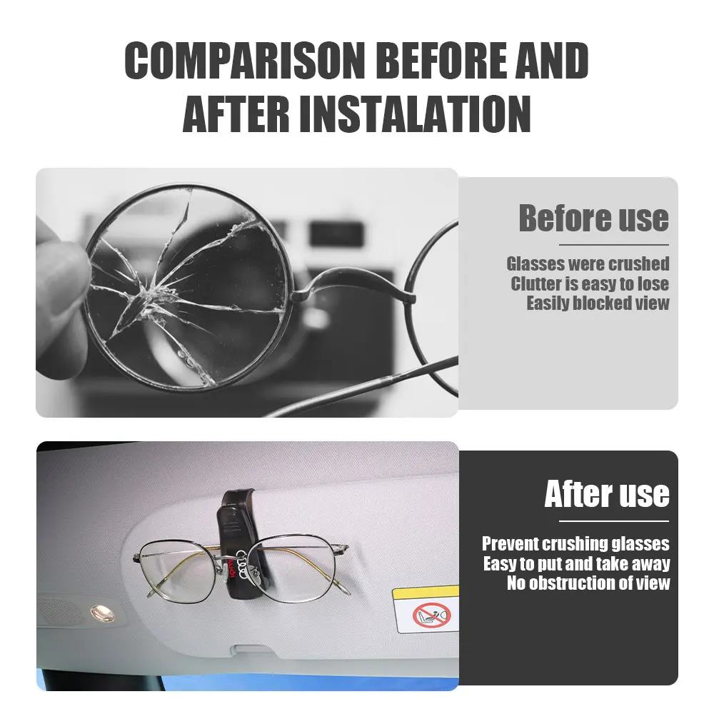 2pcs Car Styling Sunglasses Holder AUTO Sun Visor Glasses Clip Card Ticket Stand for Audi SLINE A4 B8 B6 B9 B7 A1 Q3 A7 A3 8P 8V