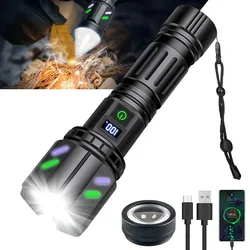 High Strong Power Led Flashlight Tactical Torch with Ignition Lens Light USB Charging Camping Fishing Emergency Zoom Lantern