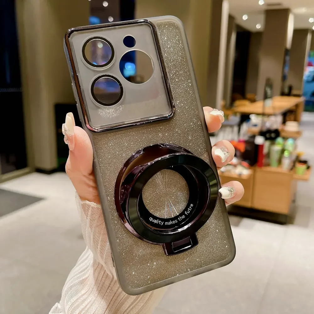 Anti-Shock Ring Holder TPU Protect Cover For infinix Note 40 Pro Plus X HOT 50I 4G 5G Glitter Rugger Shockproof Armor Phone Case