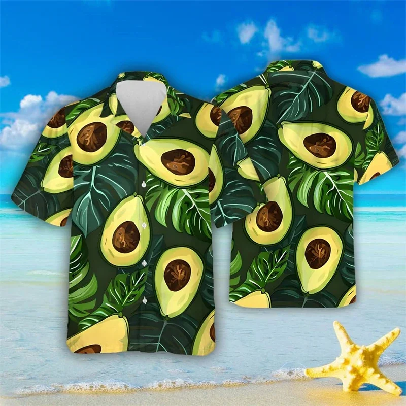 Hawaiian Summer 3D Tropical Fruit Avocado Printed Shirts For Men Children Fashion Funny Streetwear Short Shirts Shirts & Blouses