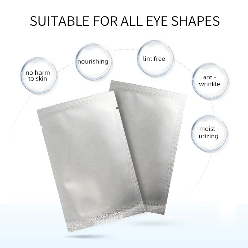 200 Pairs 100 Pack Eye Patches Thin Gel Eyelash Patch Silver Pack Lint Gel Under Eye Pads Collagen and Hyaluronic Eye Stickers