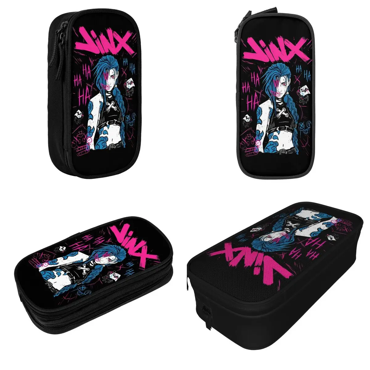 Jinx Arcane Pencil Case Fun League Battle Game Legends Pen Bags Kids Large Storage Office Zipper Pencil Pouch