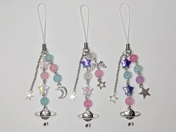 Pastel Galaxy Star and Moon phone charms - {Bearies} (pastel goth, grunge, y2k)