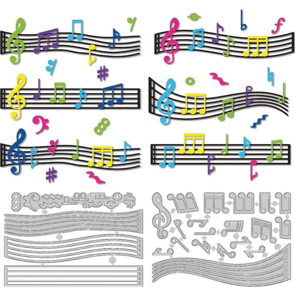 Musical Notation Cutting Dies Musical Notes Card Making Die Stencil Carbon Steel Die Cuts Card for Greeting Cards Paper Decor