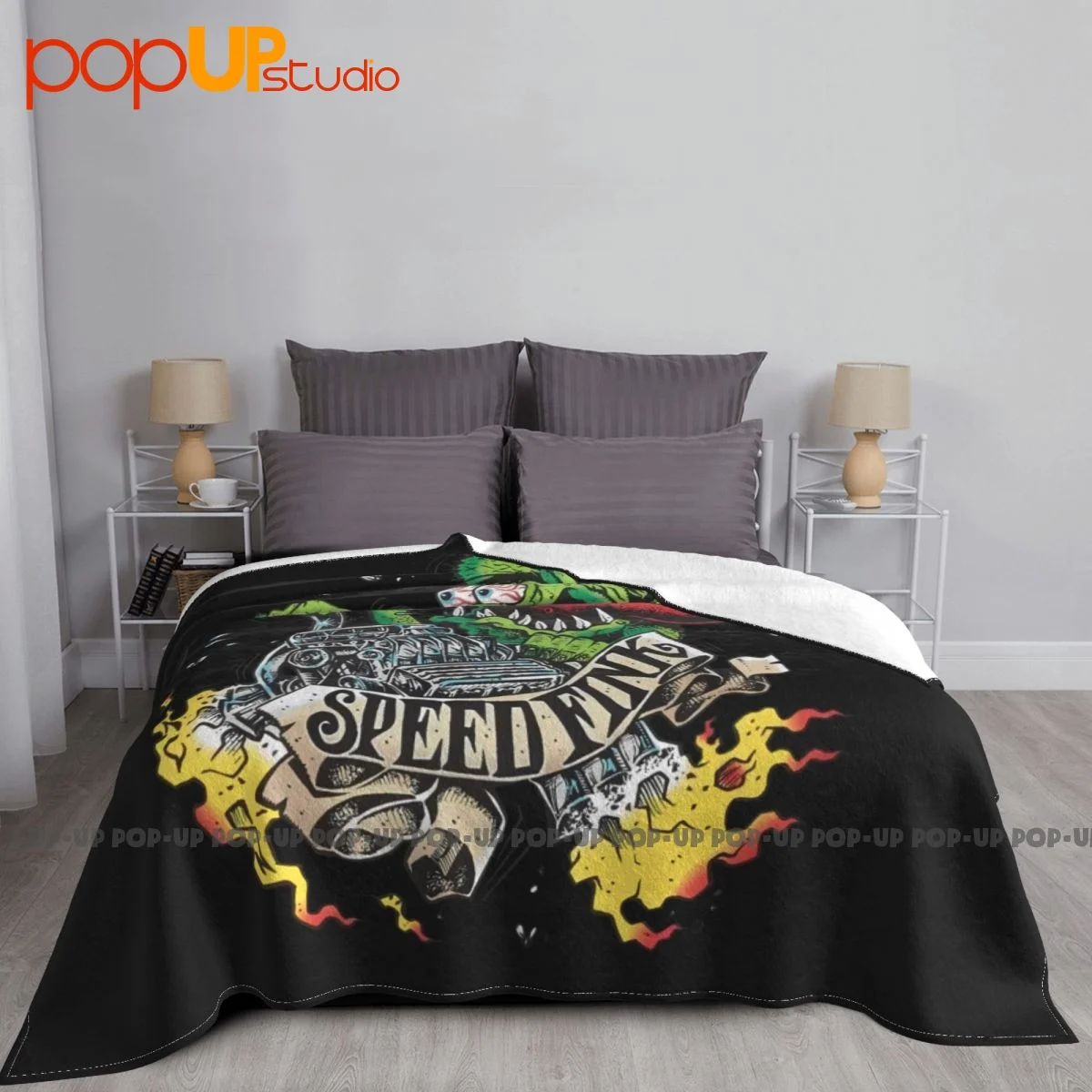 Ed Big Daddy Roth Rat Fink Speed Fink Engine Blanket Autumn Bedding Plus Velvet Sofa Dedicated Mechanical Wash