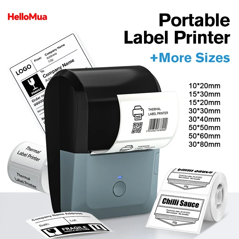 

Portable Handheld Label Printer Thermal Maker Bluetooth Barcode QR Code Sticker Paper Color Rolls White Tag Labeller