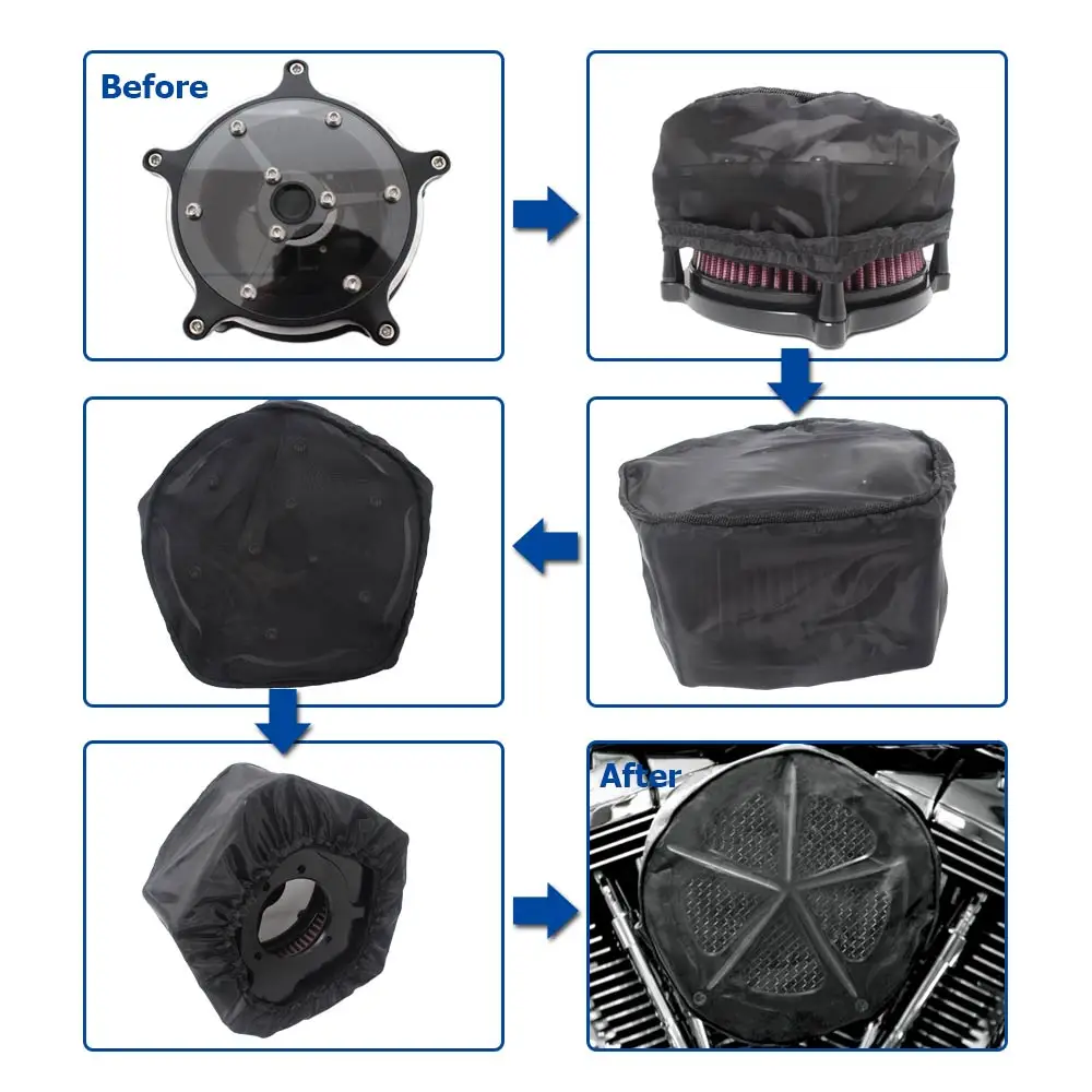 Moto Air Filter Rain Sock Universal Waterproof Protector Filter Cover For Harley Touring Street Glide Sportster 883 Softail Dyna