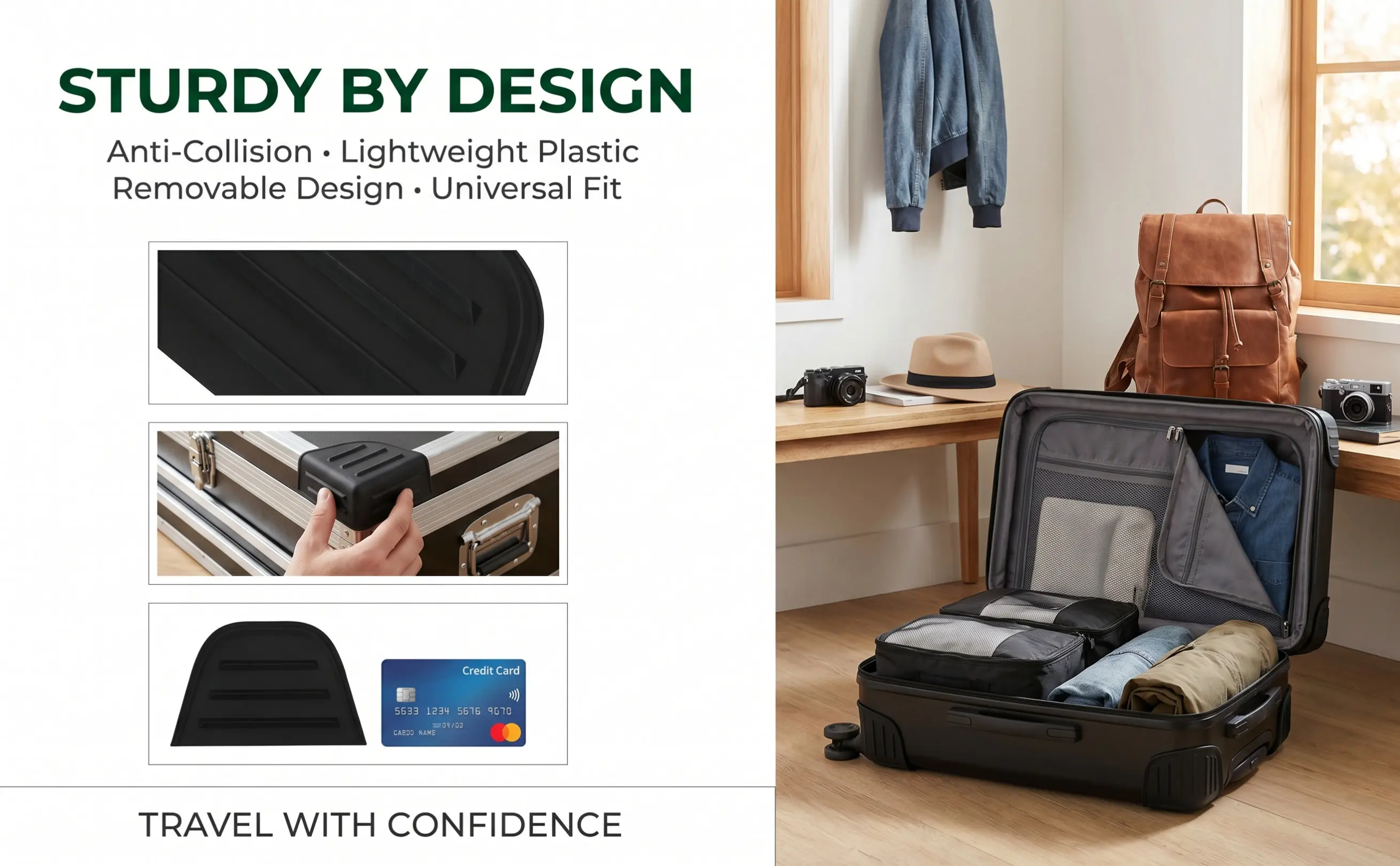 4Pcs Luggage Corner Protectors PVC Suitcase Edge Guards Anti-Slip Anti-Collision Corner Shield Travel Bag Protection