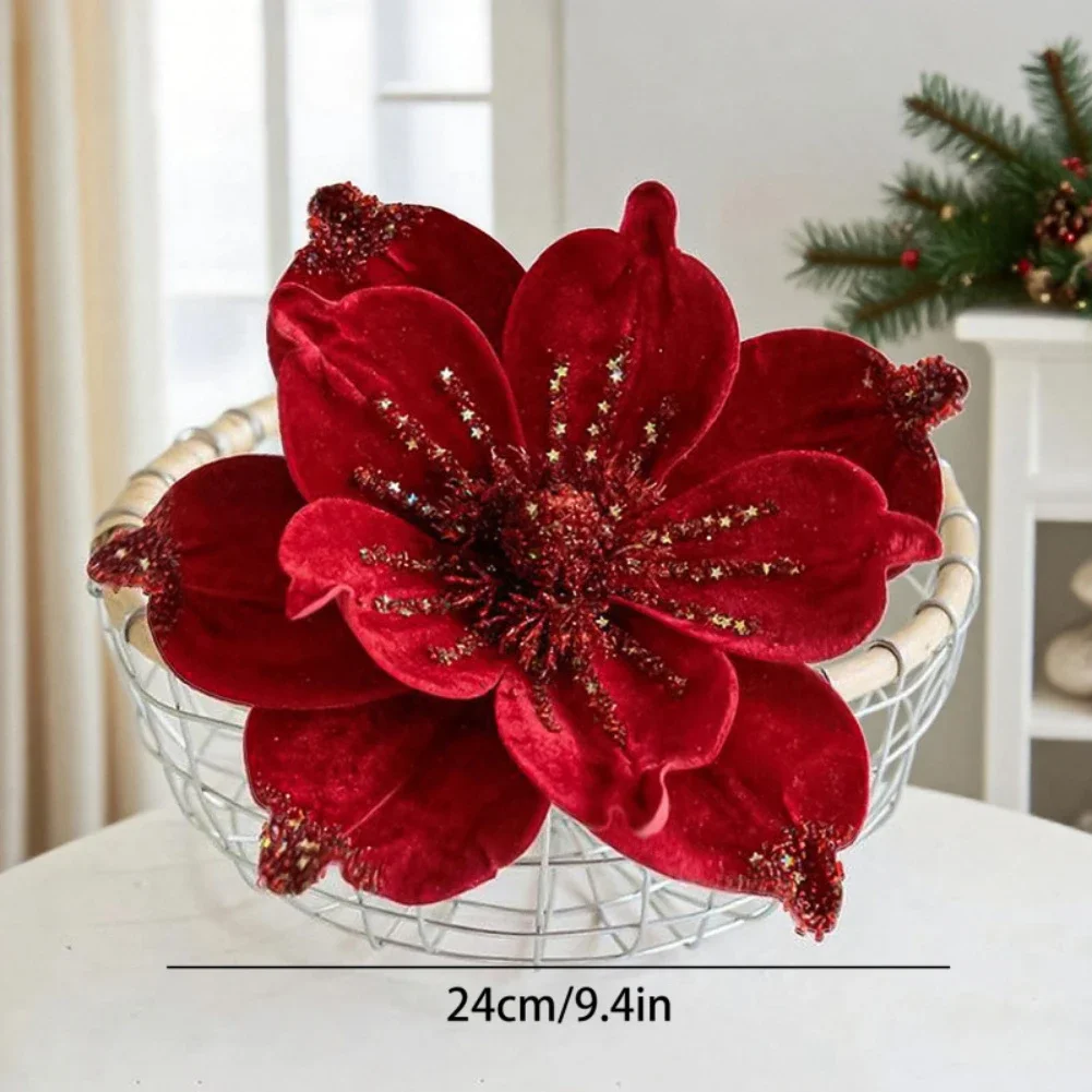 Fabric Magnolia Flower Picks for Christmas Tree Decoration Artificial Magnolia Ornaments to Elevate Holiday Seasonal Home Decor