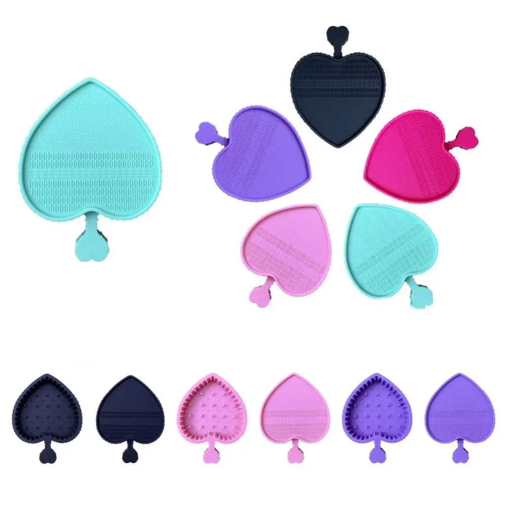 Powder Puff Cleaning Makeup Brush Cleaner Brush Cleaning Tool Silicone Scrubber Board Soft Love Shaped