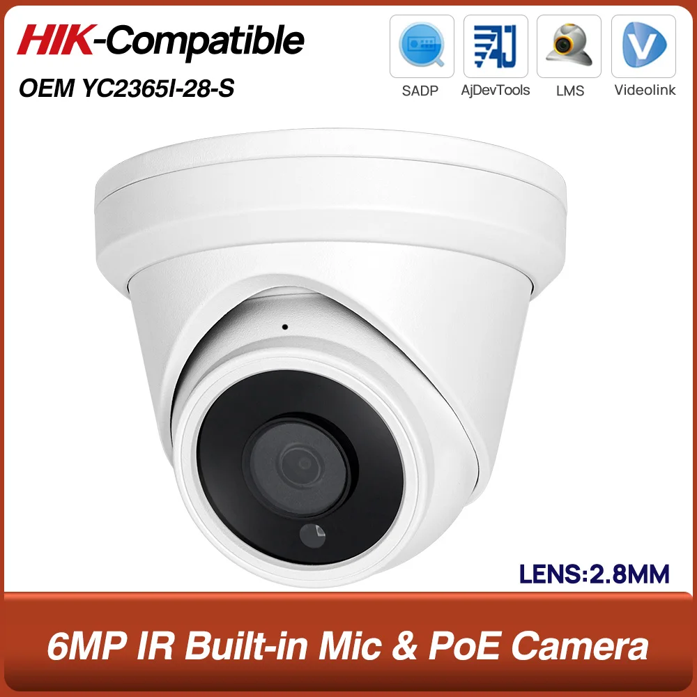 

Совместимая с Hikvision 6МП POE мини-камера с ИК-подсветкой, встроенным микрофоном, обнаружением людей и транспортных средств, ночным видением для видеонаблюдения и систем безопасности