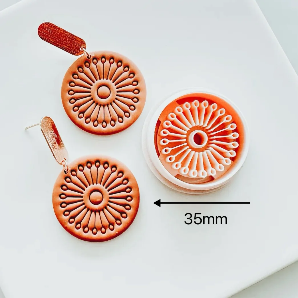 HOT Boho Bohemian Style Polymer Clay Cutter Feather Fan Lotus Geometry Shape Clay Embossed Molds for Earrings Jewelry Making