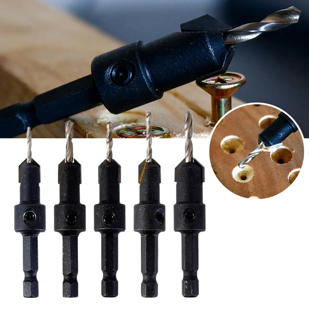 1pc 1/4 Hex Hex Shank Countersink Drill Bit Step Drill Bit Countersink Router Bit Screw Extractor For Woodworking Drilling