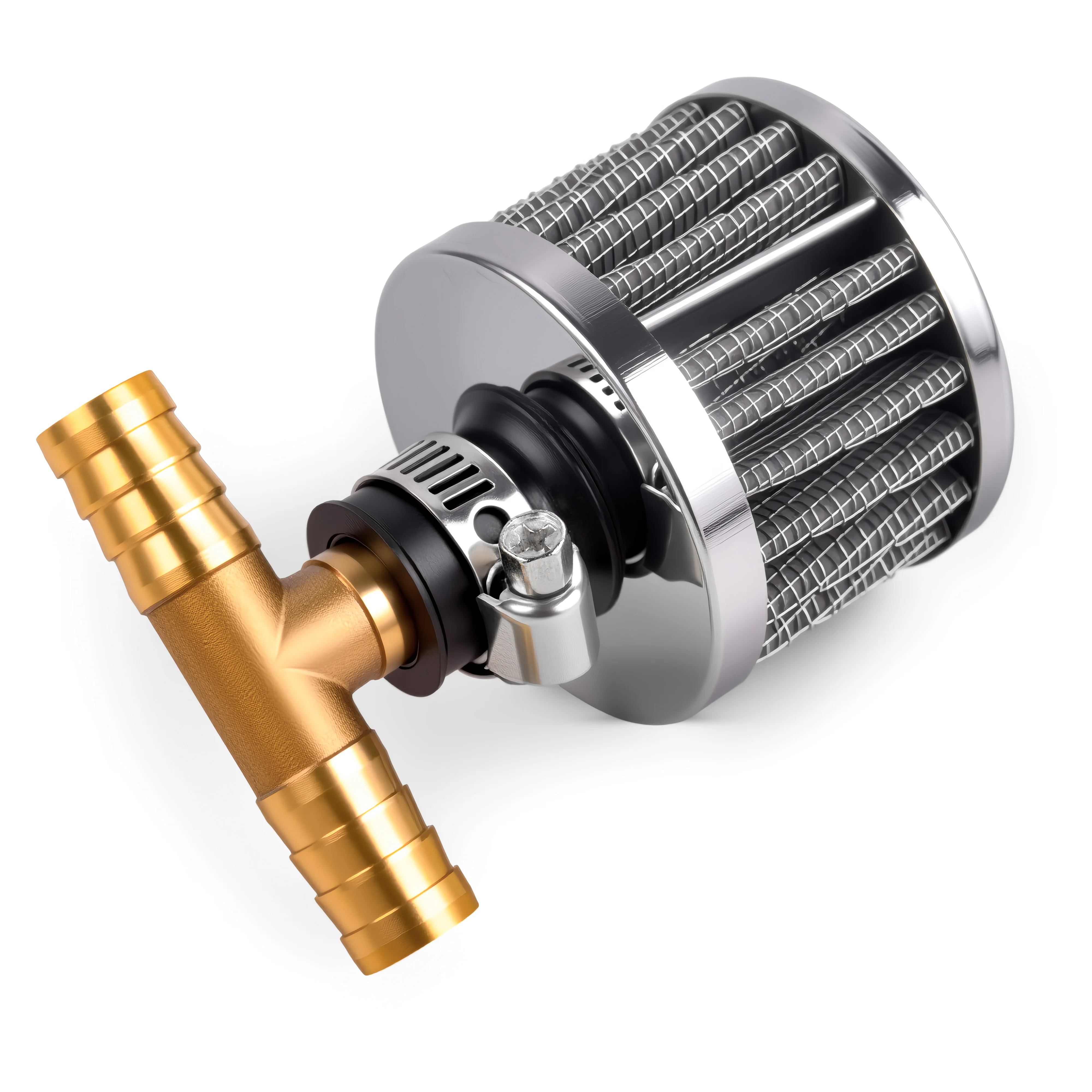 Universal 12MM Cold Air Intake Filter Kit Breather With Push on 12MM Brass Fitting Adapter