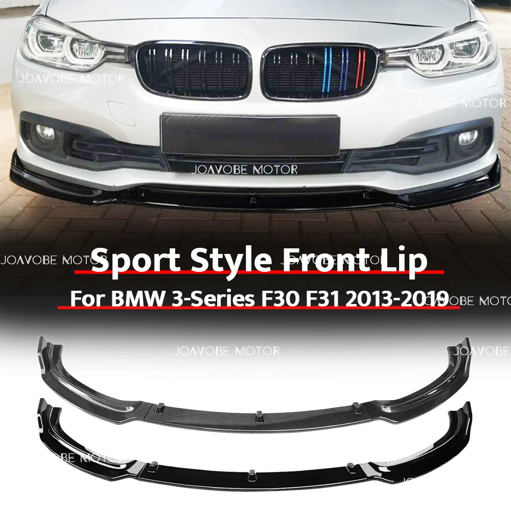 

Glossy Carbon Fiber Look Glossy Black 3-Piece Sport Style Front Bumper Lip Spoiler For BMW 3-Series F30 F31 2013-2019