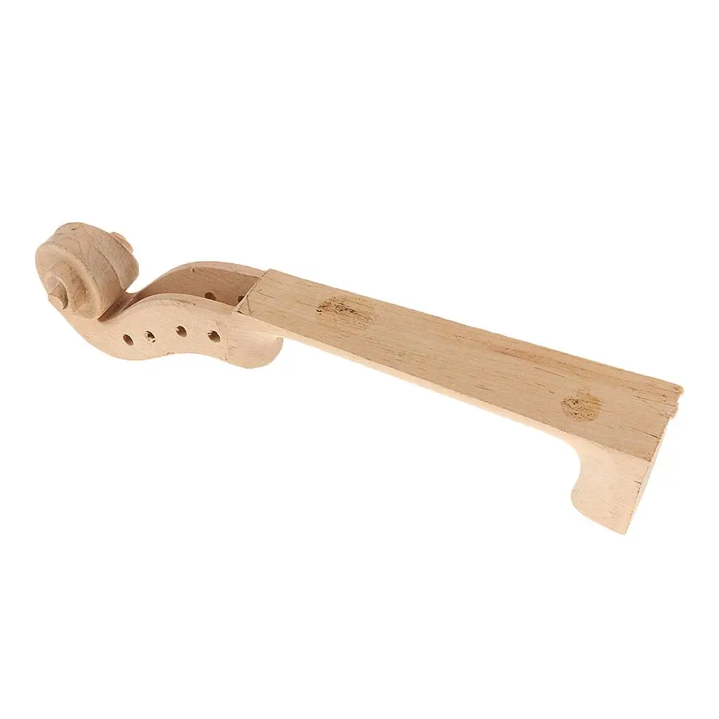 Violin Maple Wood Neck Ebony Fingerboard 4/4 Hand Carved Scroll Replacement Parts for Violin Accessories and Case