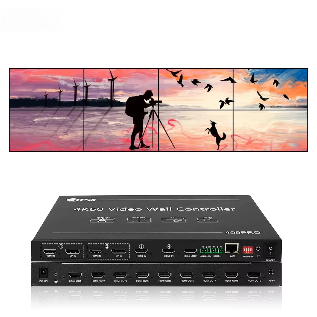 Complex Environments 4K60 UHD Video Wall Controller 4 HDMI Supports 4 Inputs 9 Outputs Configurations Suitable for