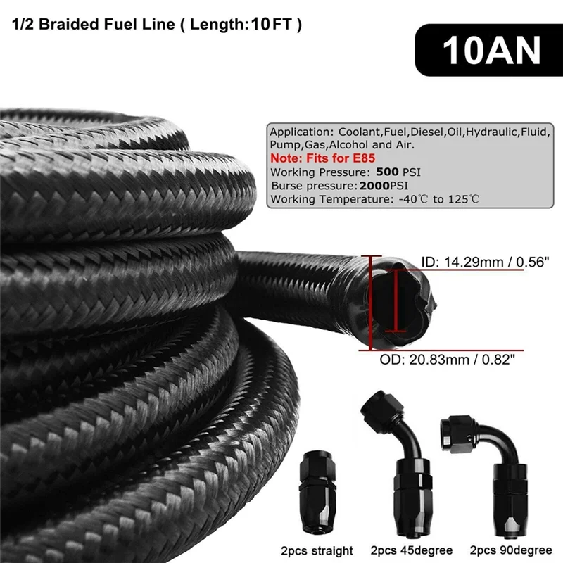 

A77Q-Car Modification Universal Oil Cold Pipe 10AN Oil Catch Can Oil Breather Filter Fuel Hose Kit