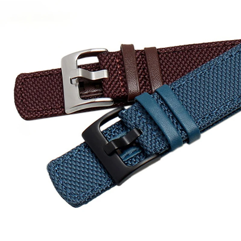 Nylon + leather strap black Brown blue men\'s wristband For K4B384B3 K4B371B6 K4B371B3 K4B384B6 canvas watch belt chain watchband