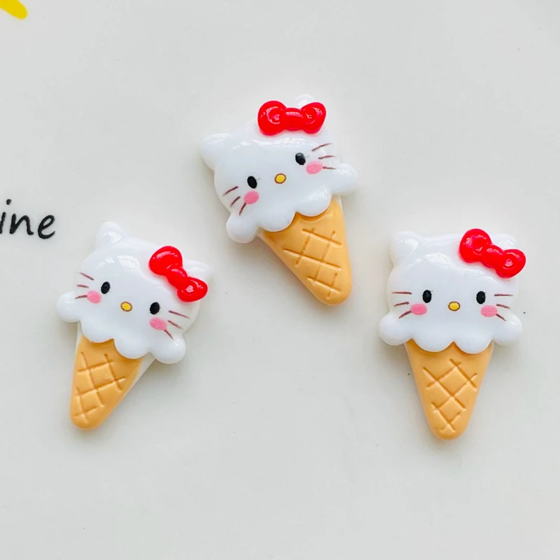 

10 Pcs New Lovely Mini Cartoon Animal Kitten Ice Cream Resin Scrapbook Diy Jewellery Hairpin Accessories Decorate Making