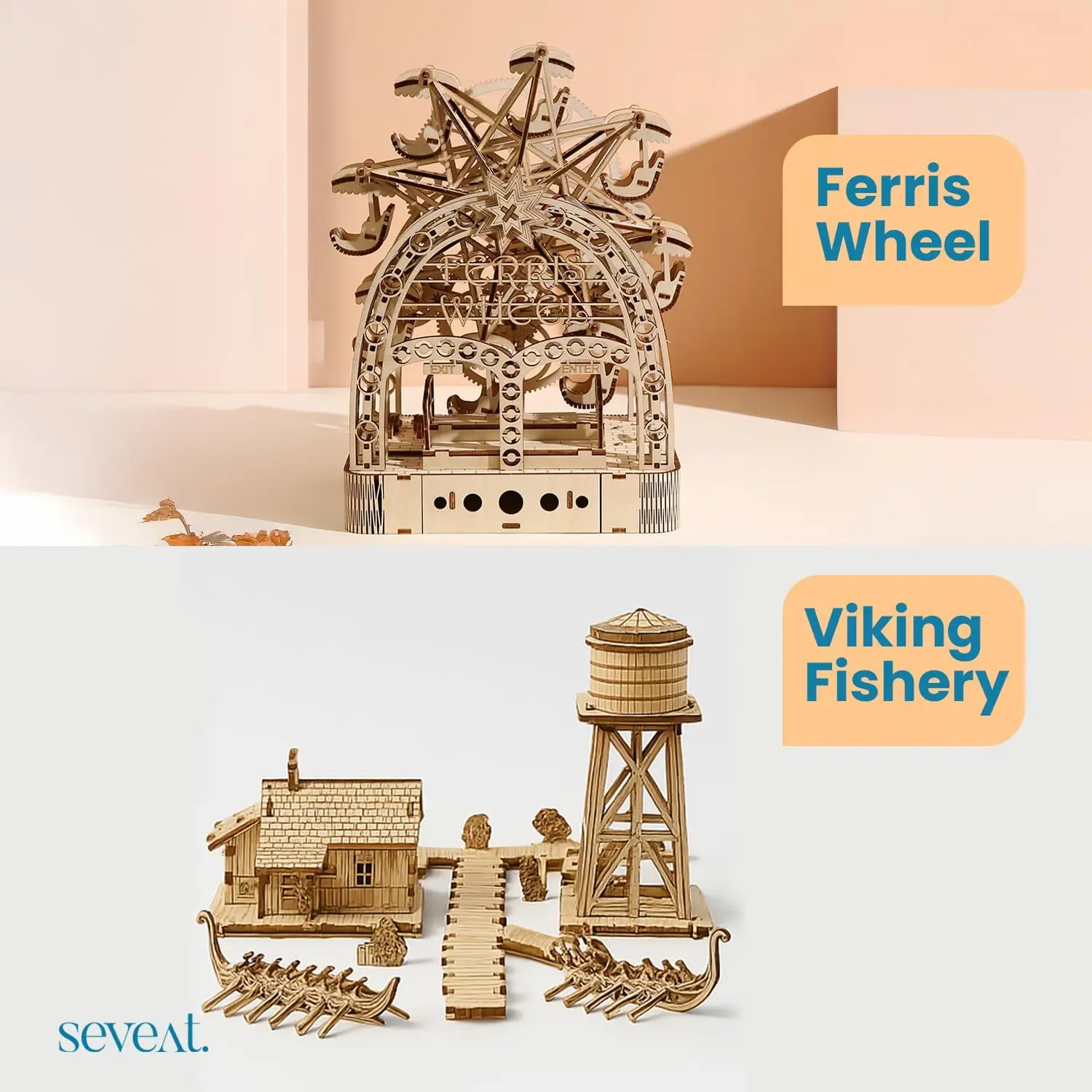 Quebra-cabeças mecânicos de madeira 3D, jogo de quebra-cabeça para provocação de cada ocasião, presentes ideais para adolescentes e adultos (roda de ferris)