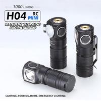 Skilhunt H04 H04R H04F RC Mini LED Headlamp 1000 Lumen USB Magnetic Charging EDC Flashlight include 18350 Battery