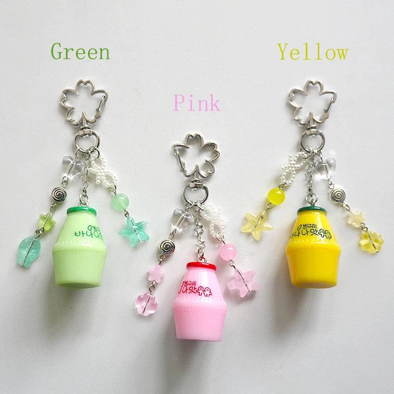 Korean Milk beaded Keychain Beaded Phone Charm, Y2K Jewelry 1pcs