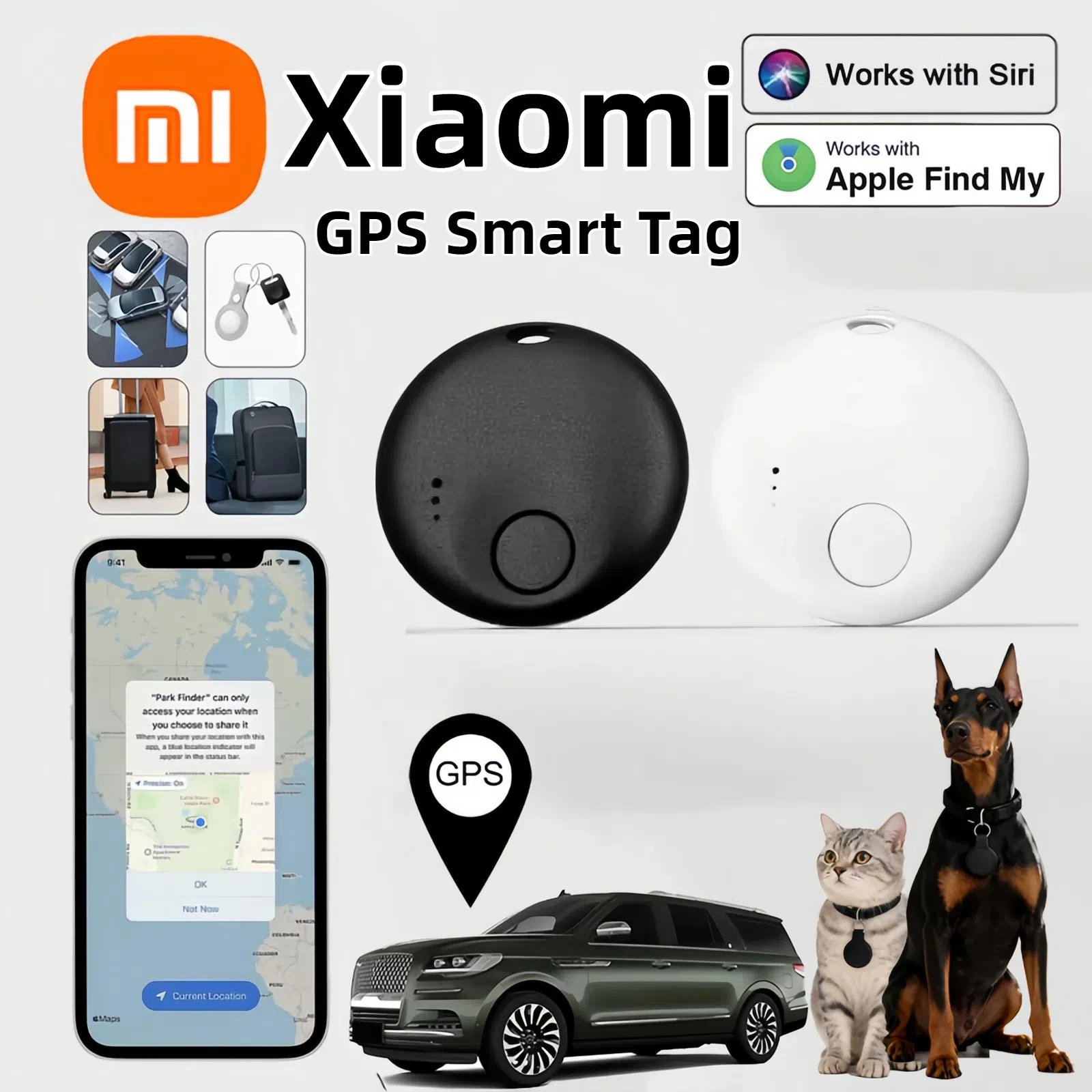 Xiaomi GPS العلامة الذكية بلوتوث المقتفي آيفون العثور على محدد موقعي الصغير لمفتاح الأمتعة على ظهره كبار السن الأطفال الحيوانات الأليفة المحفظة #1