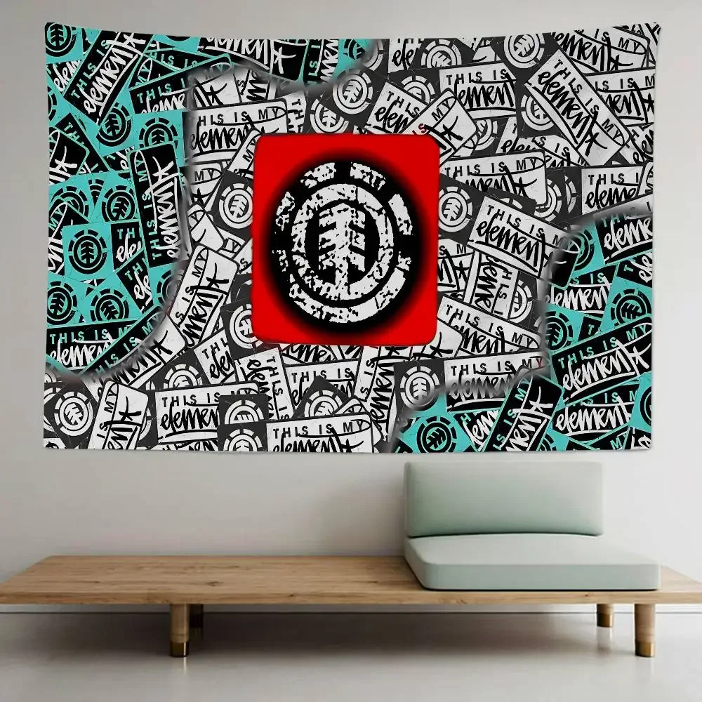 E-Element Skateboard Logo Cartoon Tapestry Bohemian Wall Tapestries Mandala Home Decor