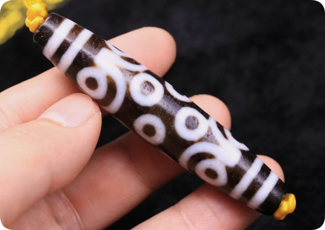 Unique Magic Power Tibetan Old Agate 15 Eye 4 Stripe Long dZi Bead Amulet 79MM A