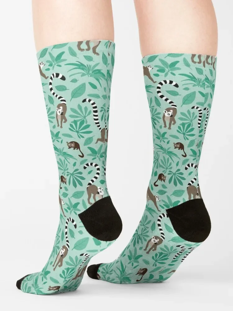 Lemur love mint leaves calcetines de lujo para hombres y mujeres, calcetines de invierno