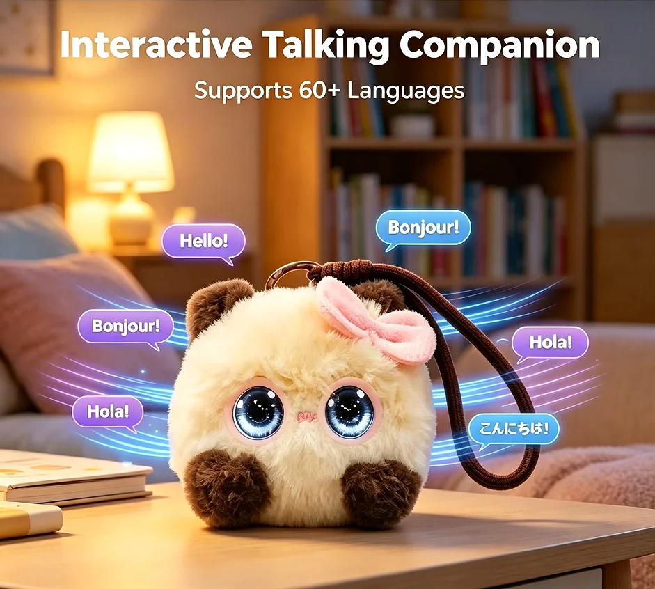DUODUO MEOW AI Smart Interactive Bag Charm, Rechargeable Voice Response Companion Accessory, Thoughtful Holiday Gift