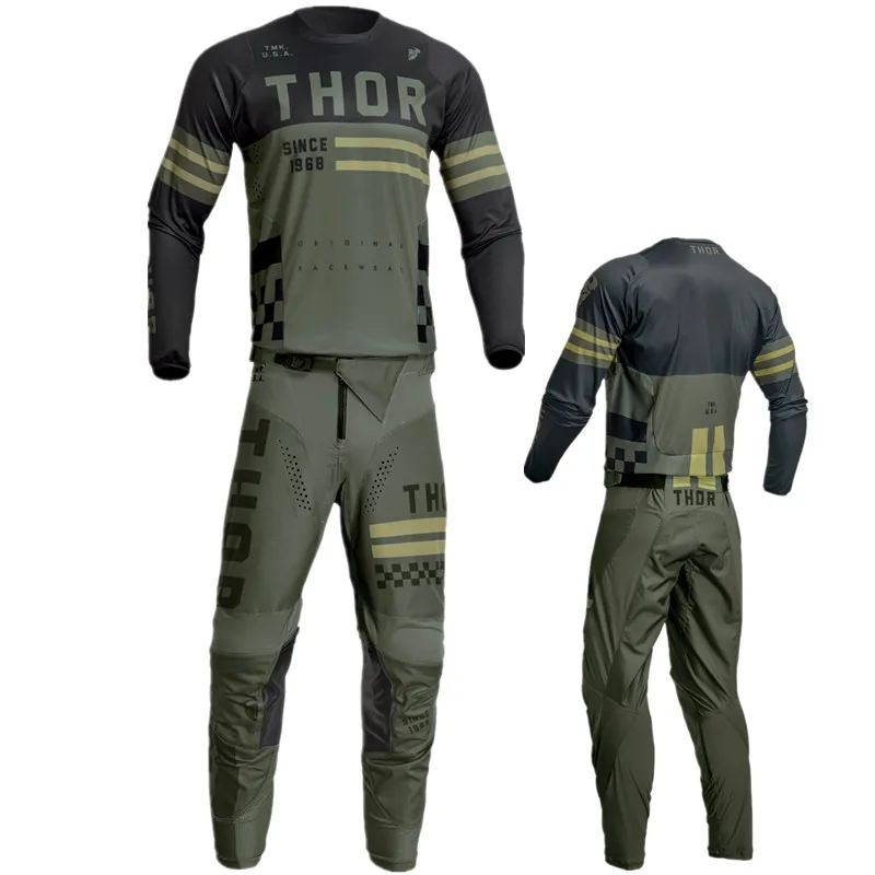 Flo amarillo Thor Mx conjunto de engranajes MX Kit Combos de moto de cross conjunto de equipo de Motocross conjunto de Jersey de motocicleta ropa de carrera todoterreno traje de motocicleta