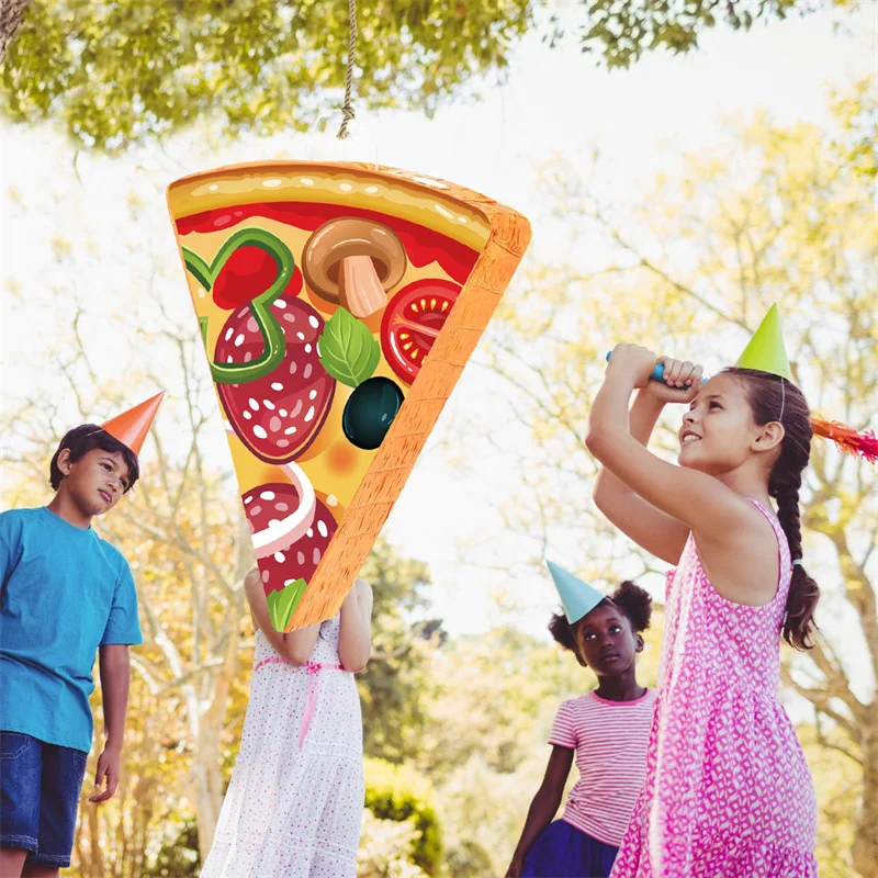 

Пицца для дня рождения с повязкой на глаза, детский игровой реквизит, украшение для свадебного фестиваля, бумажные пиньята, конфеты, подарок, пиньята