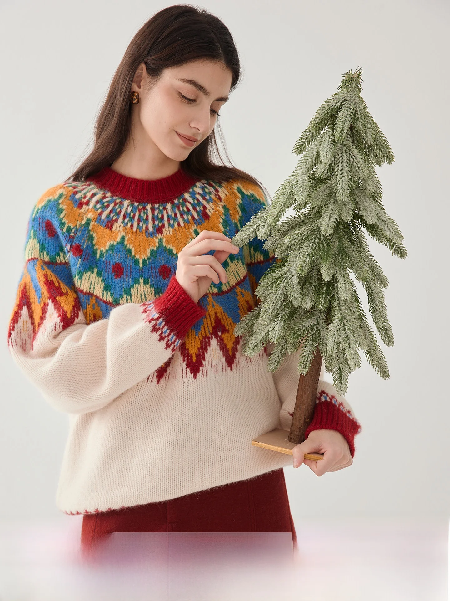 

Loose Long Sve Knitted Sweater Fair Isle round Ne Sauce Purple New Year Aosphere Women's Autumn Winter Lazy Feelin...