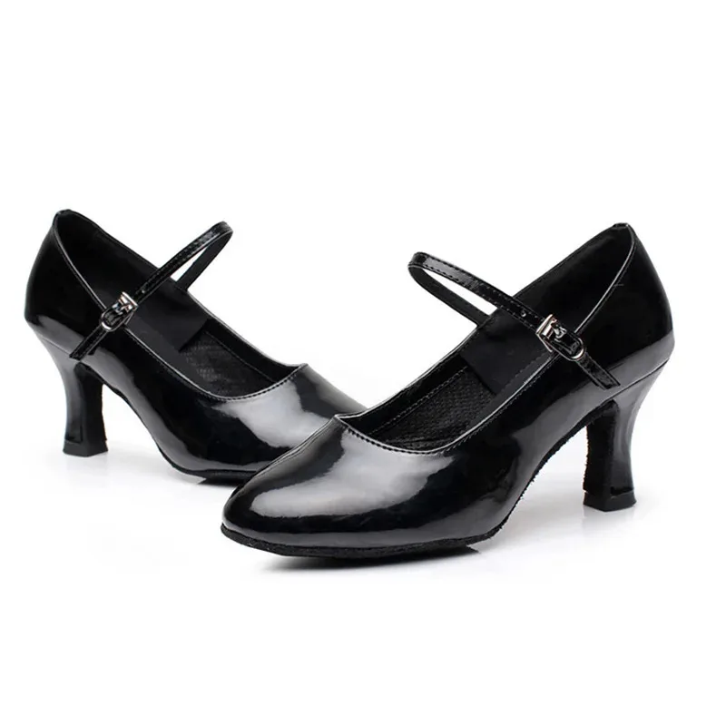 SETA Patent Leather Shiny Closed Toe Salsa Shoes Black Gold Silver Red Ballroom Tango Latin Dance Shoes for Women 5cm/7cm Heels