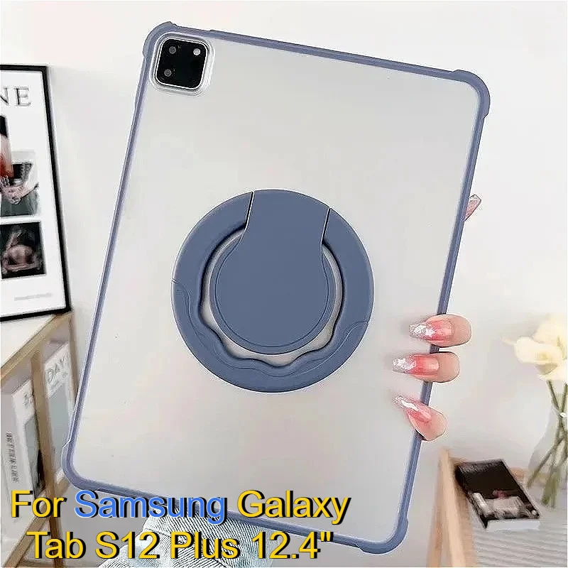 360° Rotating Bracket Matte Clear Tablet Case for Samsung Galaxy Tab S12 Plus S11 S10 Lite S9 S8 S7 FE A11 A9+ 12.4 11 8.7 Cover